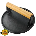 Fccum 6.9" Cast Iron Smash Burger Press, 2.2lb, Wood Handle, Grill Smasher. Fixed Price $27.99.
