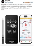 Bbqovn Smart Wifi Wireless Meat Thermometer, Sub-1g 656ft Range, 7-sensor Probe,. Fixed Price $40.00.