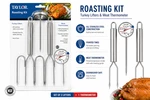 Taylor Roasting Kit Turkey Lifters Set Of 2 + Meat Thermometer Stainless Steel N. Fixed Price $17.95.