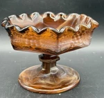 Vintage Chocolate Slag Glass Pedestal Candy Dish Grape Design Bb. Fixed Price $13.59.