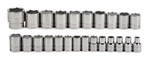 1/2" Drive 6pt 24pc 9-36mm Metric Set Shallow Sockets Polished Chrome Williams. Fixed Price $155.40.