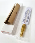 Glass Hot Water Thermometer Straight Stem Brass 1/2" Connection 40/280f 5/135c. Fixed Price $5.00.