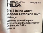 Hdx 25ft 14 Gauge Outdoor Extension Cord, 3 Outlets Type B Plug Green. Fixed Price $12.00.