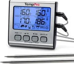 Temppro Dual Probe Digital Meat Thermometer Bbq Grill Smoker Kitchen Timer Silve. Fixed Price $40.99.
